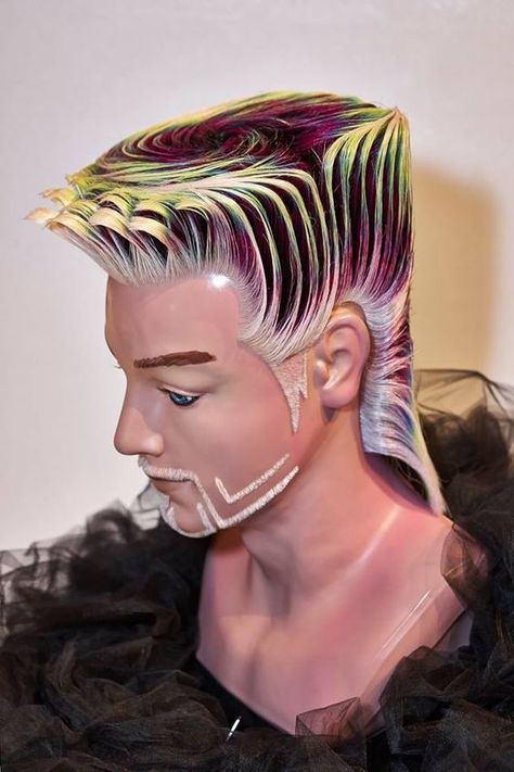 Creative Male Hairstyles, High Fashion Hair, Competition Hair, Haircut Designs, Fantasy Hair, Wild Hair, Edgy Hair, Hair Shows, Colorful Hair