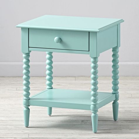 Shop Kids Jenny Lind Teal Nightstand. Jenny Lind, known as the Swedish Nightingale, was an opera singer who performed in the 1800s. She was so popular in her day, furniture styles and household items were named in her honor. Jenny Lind Nightstand, Teal Nightstands, Jenny Lind Bed, Mermaid Bedroom, Jenny Lind, Small Nightstand, Contemporary Nightstand, Kids Nightstand, Land Of Nod