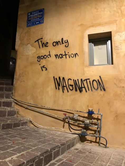 Banksy - In Chania, Crete, Greece:... Street Art Quotes, Chania Crete Greece, Graffiti Quotes, Street Quotes, Banksy Art, Laughing And Crying, Crete Greece, Words Worth, Some Words