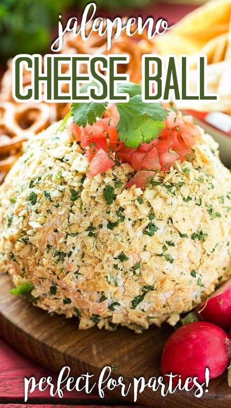 This jalapeno cheddar cheese ball is full of zesty Mexican flavor and takes just minutes to make. The perfect snack for game day! Mexican Cheese Ball, Cheddar Cheese Ball, Cheese Log, Homemade Dips, Three Bean Salad, Jalapeno Cheddar, Cheese Ball Recipes, Mexican Cheese, Vegetarian Chili