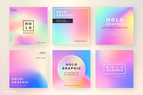 Holographic website banner design vector set | free image by rawpixel.com Html Banner, Shop Banner Design, Yellow Business Card, Website Banner Design, Colorful Website, Name Card Design, Business Card Psd, Free Website Templates, Design Websites