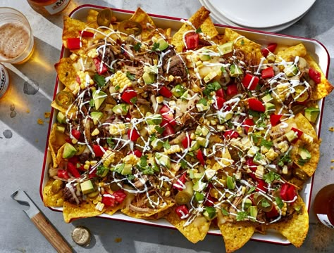 Pulled Pork Nachos Recipe, Pork Nachos Recipe, Leftover Pork Recipes, Southern Living Recipes, Pulled Pork Nachos, Bean Snacks, Pork Nachos, Family Supper, Leftover Pork