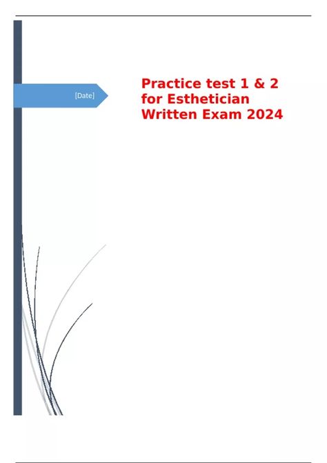 Practice test 1 & 2 for Esthetician Written Exam 2024 Which of the following terms defines the study of maintaining and improving the skin? Select one: a. onychology b. esthetics c. ethical conduct d. personal hygiene How many hours of sleep do most people need to function properly Esthetician Exam, Exam Notes, Personal Hygiene, The Study, Esthetician, How Many, The Selection, Sleep, Skin