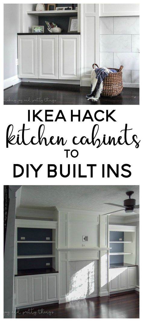 Fireplace Built-Ins | Ikea Hack | DIY Cabinets | Living Room & Family Room Built In Bookshelves | Mantel Makeover Fireplace Buildout, Ikea Havks, Diy Built Ins, Ikea Hack Living Room, Cabinets Ikea, Alcove Units, Built In Around Fireplace, Ikea Built In, Ikea Hack Kitchen