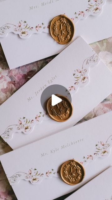 Michaela McBride Calligraphy on Instagram: "Just finished packing these up for J&K (enroute to @ashleycreative 🙌🏼) and couldn’t love them any more! 
Escort Cards, in the form of a tailored envelope & card to guide guests to their reception table 🪻So many thoughtful custom details for this special celebration! Adore the die-cut edge, accentuating the delicate floral border we created, complete with their custom wax seal — every detail corresponding with their invitations! They’re giving @loveshackfancy & I love them! 🎀" Custom Wax Seal, Envelope Card, T Love, Reception Table, Floral Border, Wax Seal, Wax Seals, Place Cards, Perfect Place