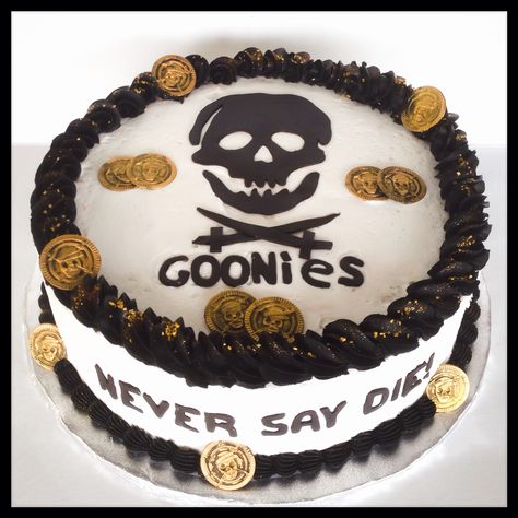 Goonies Buttercream Cake Goonies Birthday Cake, Goonies Themed Food, Goonies Party Decorations, Goonies Birthday Party, Goonies Cake Ideas, Goonies Party Games, Goonies Movie Night, Goonies Birthday, Goonies Party