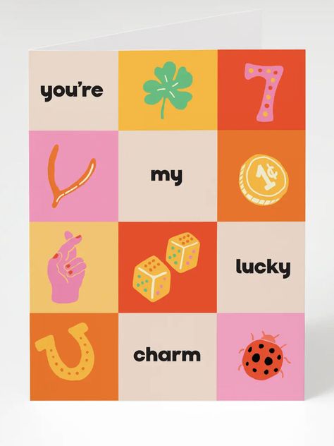 lucky charm card Lucky Items Good Luck Charms, Lucky Themed Party, Lucky 13 Birthday Party Ideas, Lucky Charms Party, Good Luck Gift Ideas, Lucky Aesthetic, Desk Stickers, Lucky Charms Cereal, Good Luck Charms