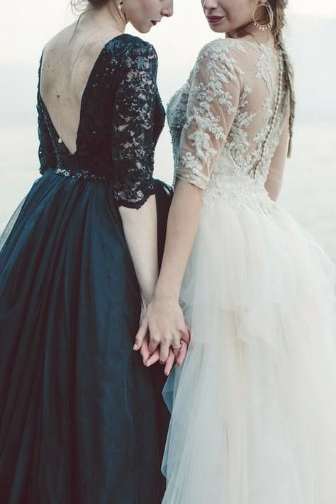 Lesbian Wedding Photography, Wlw Wedding, Queer Weddings, Lgbt Wedding, Goth Wedding, Lgbtq Wedding, Lesbian Wedding, Gay Wedding, Elopement Inspiration