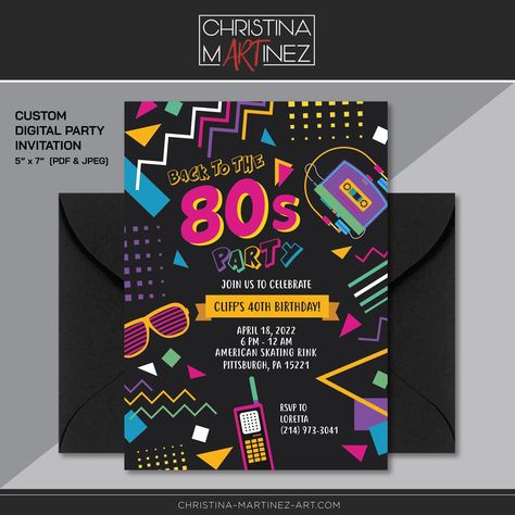 80s Birthday Party, 80s Party Decorations, 80s Birthday Parties, 80s Birthday, Theme Carnaval, 80s Theme Party, Custom Party Invitations, 80's Party, 80s Theme