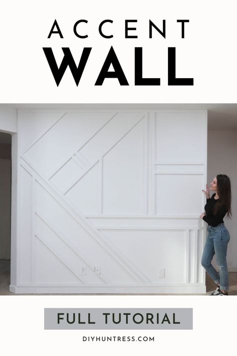 Geometric Accent Wall, Modern Accent Wall, Diy Huntress, Wall Molding Design, Geometric Wall Paint, Wall Paint Patterns, Creative Beds, Wall Trends, Accent Wall Designs