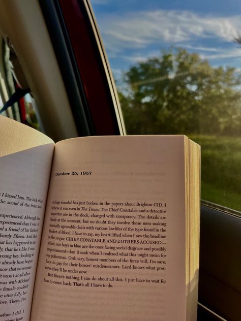 Reading Book In Car Aesthetic, Books In Car Aesthetic, Book In Car Aesthetic, Reading In Car Aesthetic, Book Asthetics Photos For Instagram, My Policeman Aesthetic, Book Asthetics Photos, Bethan Roberts, Reading In The Car