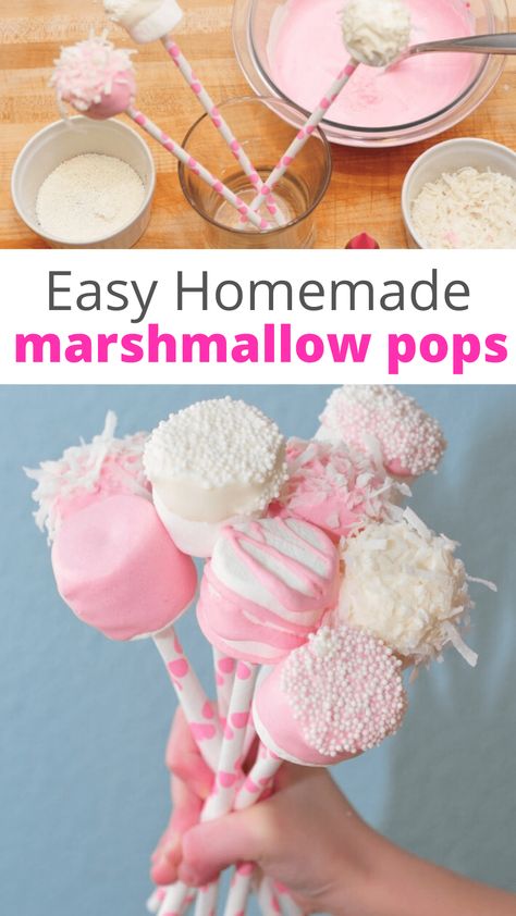 How to Make Valentine’s Day Marshmallow Pops - These Are So Cute! Marshmallow Pops Recipe, Decorated Marshmallows, Marshmallow Desserts, Bake Ideas, Chocolate Dipped Marshmallows, Valentines Bricolage, Marshmallow Dip, How To Make Marshmallows, White Marshmallows