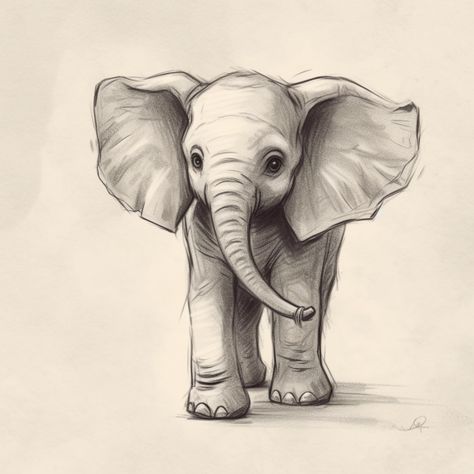 Cute Elephant Drawing Step by Step Animal Sketches Easy, Trin For Trin Tegning, Baby Elephant Drawing, Elephant Sketch, Drawing Heart, Beautiful Pencil Drawings, Pencil Drawings Of Animals, Easy Drawing Steps, Drawing Hands