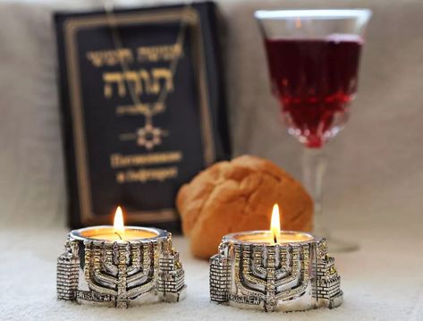 Sabbath Meals, Jewish Decor, Tikkun Olam, Shabbat Shalom Images, Jewish Lifestyle, Aleph Bet, Shabbat Candlesticks, Shabbat Candles, Jewish Culture