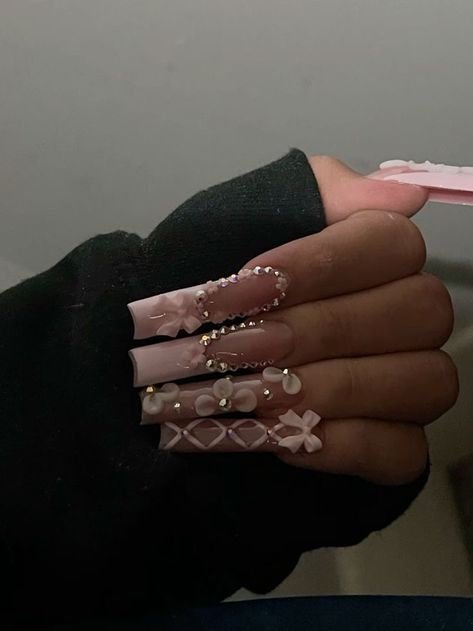 New Year Baddie Nails, Nails Acrylic Baddie Long, Square Nail Designs Baddie, 18th Birthday Nail Ideas Acrylic, R On Nails, Long Baddie Nails Acrylic, Nails Acrylic Coffin Long Baddie, Pink Latina Nails, Short Simple Nails Acrylic