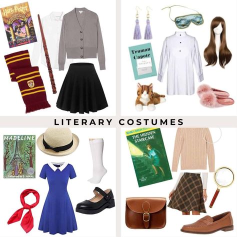 Channel Your Favorite Book Character With These Literary Costumes Anglo American Literature Costume, Book Characters Halloween Costumes, Book Costumes For Adults, Easy Diy Book Character Costumes, Literary Character Costumes, Book Character Halloween Costumes, Book Character Costumes For Adults, Story Book Character Costumes, Halloween Costumes Book Characters