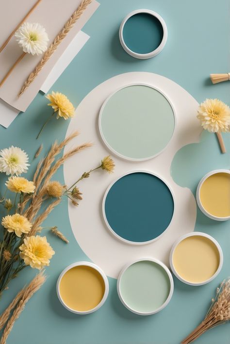 Discover the Best 5 Palettes of SW colors that beautifully combine Teal and Mustard for a vibrant and stylish kitchen makeover. Upgrade your space with these inspiring color combinations!
#ad  


#Painting
#wallpaint2024
 #color2024
 #DIYpainting
 ##DIYhomedecor
 #Fixhome Light Teal Color Palette, Colors With Teal, Teal Cabinets, Teal And Mustard, Teal Color Palette, Brand Moodboard, Light Teal Color, Mustard Walls, Teal Decor