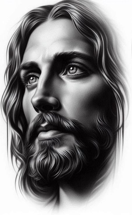 Religious Tattoo Design, Jesus Pictures Catholic, Jesus Christ Drawing, Jesus Sketch, Jesus Christ Tattoo, Jesus Tattoo Design, Jesus Christ Statue, Jesus Christ Portrait, Jesus Art Drawing