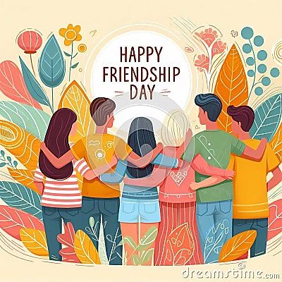 happy-international-friendship-day-greeting-card-back-view-friends-group-abstract-vector-illustration-design-created-generative-ai Friendship Day Illustration, Friendship Day Greetings, International Friendship Day, Applied Art, Day Illustration, Happy Friendship Day, Friends Group, Friendship Day, Applied Arts