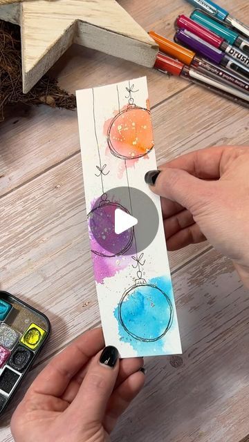 Glitter Cards Diy, Christmas Bookmarks Diy, Watercolor Gnomes, Bookmark Christmas, Drawing Rocks, Bookmark Diy, Quick Art, Fun Christmas Cards, Christmas Bookmarks