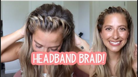 This is an easy headband braid tutorial. Learn how to do a headband braid step-by-step with this simple hairstyling guide. Hair Braid Headband Tutorial, Braided Headband Tutorial, Braided Headband Diy, Twist Headband Hairstyle, Braided Headband Hairstyle Tutorial, Braid Headband Tutorial, French Braid Headband, Headband Braid, Faux Braids