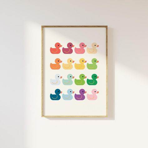 Rubber Duck Wall Art, Quirky Duck Drawing Print, Cute Duck Poster, Fun Trendy Animal Print for Bathroom Decor and Digital Home Decoration Rubber Duck Art, Rubber Duck Bathroom, Duck Poster, Duck Bathroom, Duck Wall Art, Duck Drawing, Duck Art, Bathroom Themes, Cute Duck