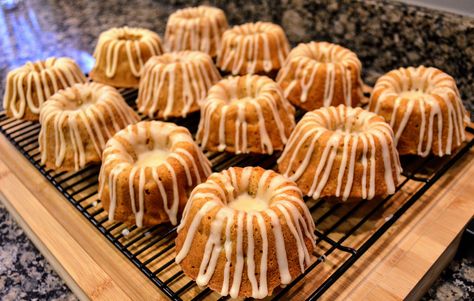 Egg Nog Bundt Cake Recipe, Cranberry Orange Pound Cake, Lime Tartlets, Eggnog Recipes, Spiced Eggnog, Delicious Christmas Desserts, Butter Glaze, Mini Bundt, Pear Cake