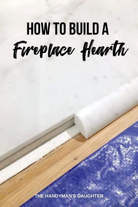 How to Build a Fireplace Hearth - The Handyman's Daughter Fireplace Hearth Tiles, Hearth Pad, Hearth Tiles, Brick Hearth, Build A Fireplace, Room Fireplace, Old Fireplace, Fireplace Hearth, Concrete Pavers