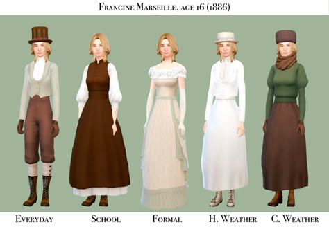 After Michiko and Amir come Georges and Francine Marseille, the classic enigmatic twins of the school. Born in the French countryside to an aging father and a distant mother, the twins spent most of… 1800s Sims 4 Cc, Sims 4 Regency Hair, Sims 4 Edwardian Cc, Sims 4 1910s Cc, Victorian Sims 4, 1880s Dress, Sims Challenge, Sims 4 Decades Challenge, Sims 4 Family