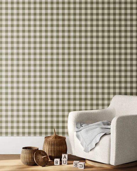 Plaid Nursery Wallpaper, Plaid Wallpaper Nursery, Mcgee And Co Home, Gingham Nursery, Where To Buy Wallpaper, Gingham Wallpaper, Check Wallpaper, Mcgee And Co, Plaid Wallpaper