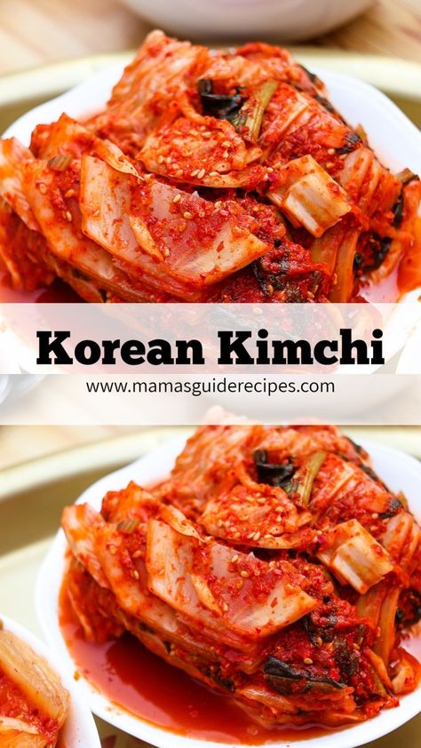 Kimchi Dishes, Korean Kimchi Recipe, Korean Food Kimchi, Cabbage Kimchi, Vegan Kimchi, Korean Kimchi, Fermented Cabbage, Kimchi Recipe, Spicy Korean