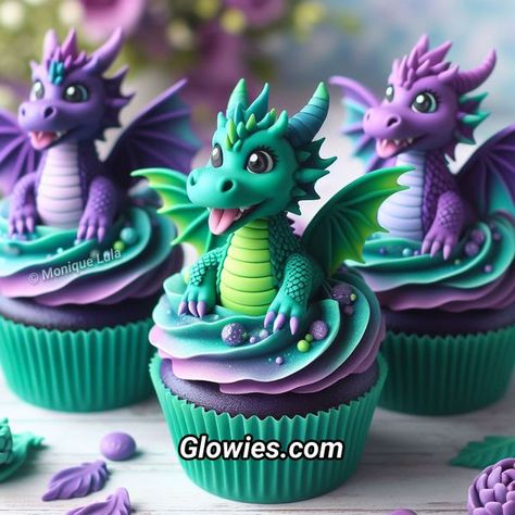 Dragon Cupcakes, Dragon Birthday Cakes, Dragon Baby Shower, Monique Lula, Dragon Birthday, 4th Birthday, Kids Birthday, Cupcake, Birthday Cake