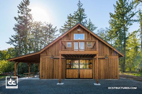 The Oakridge Apartment Barn Kit 24' holds up to four horse stalls and 864 sq. ft. of upstairs living space, with endless options and upgrades. Barn Loft Apartment, Pole Barn Kits, Granny Pods, Barn With Living Quarters, Barn House Kits, Building A Pole Barn, Barn Apartment, Barn Loft, Barn Kits