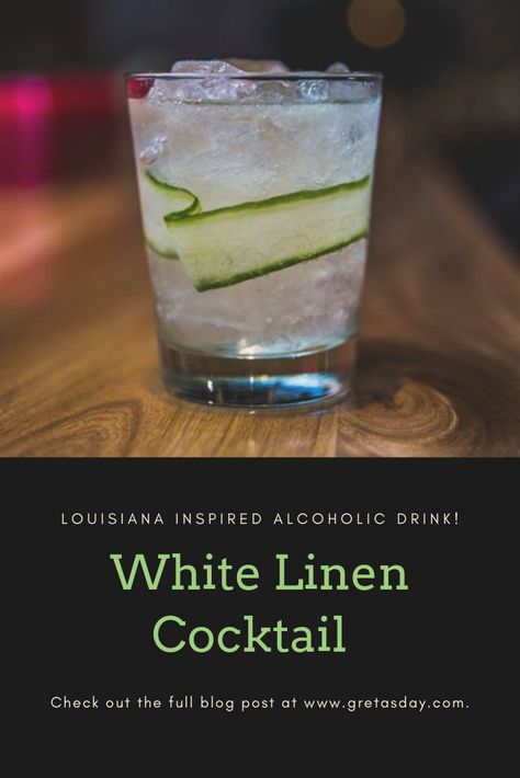 White Linen Cocktail recipe. This alcoholic drink is inspired by a Louisiana beverage. It's light and refreshing for those warm days. | Gin | Elderflower | Simple but unique | Signature wedding cocktail White Linen Drink Recipe, White Linen Cocktail Recipe, Refreshing Alcoholic Drinks Easy, White Linen Drink, Clear Cocktail Recipes, Pier Restaurant, White Linen Cocktail, Clean Cocktails, Sidecar Cocktail