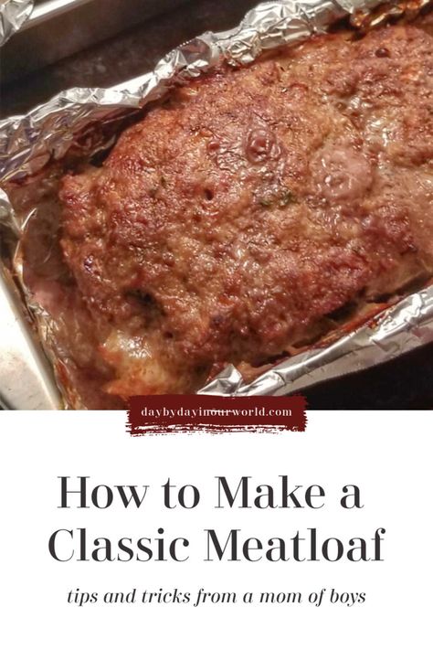 Meatloaf is comfort food for many, especially when the weather cools down. Learn how to make it for your family. Tip for making it gluten-free is included. (My boys don't notice a difference!) #beefrecipes #easydinnerideas #meatloaf #glutenfree Basic Meatloaf Recipe, Homemade Meatloaf, Classic Meatloaf, Food Allergy, Trending Recipes, Favorite Comfort Food, Entree Recipes, Best Dinner Recipes, Delicious Dinner Recipes