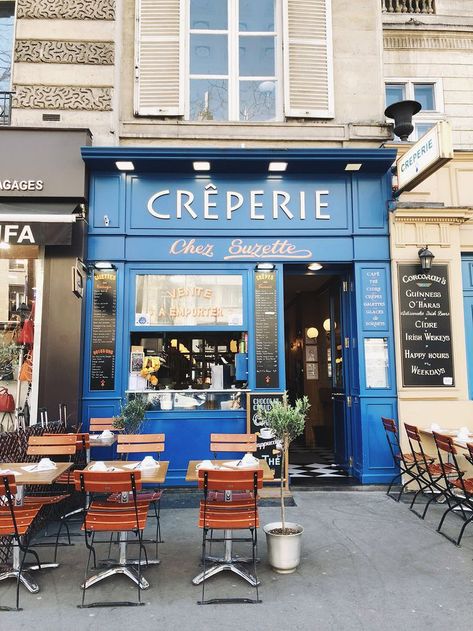 Crepe Shop Interior Design, Creperie Design Ideas, Creperia Ideas, Crepe Cafe, Crepe Shop, Paris In The Spring, Bistro Interior, 2 Daughters, Spring Travel