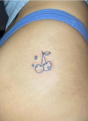 Tattoo 101, Amor Tattoo, Peach Tattoo, Bum Tattoo, Small Chest Tattoos, Cherry Tattoos, Simple Henna Tattoo, Woman Tattoo, Blue Tattoo