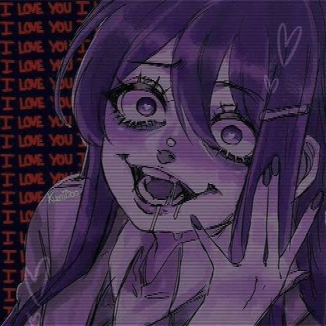 Lovesick Pfp, Marshmello Wallpapers, Dark Purple Aesthetic, Doki Doki Literature Club, Gothic Anime, Discord Pfp, Crazy Girls, Doki Doki, Scary Art