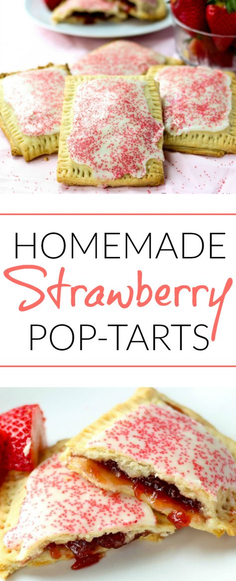 Easy Homemade Poptarts With Pie Crust, Strawberry Poptart, Snack At Home, Strawberry Pop, Poptart Recipe, Strawberry Pop Tart, Dessert Parfait, Cooking Stuff, Frozen Pie