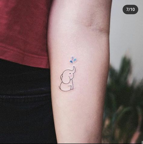 Tiny Velociraptor Tattoo, Cute Small Elephant Tattoo, Mini Tattoos Elephant, Tiny Animal Tattoos, Small Elephant Tattoos, Simple Elephant Tattoo, Tiny Elephant Tattoo, Cute Elephant Tattoo, Maching Tattoos