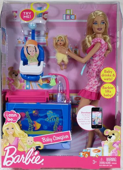 2011 Barbie I Can Be A Baby Caregiver Doll & Playset Barbie Babysitter, Barbie I Can Be, Barbie Bebe, Barbie Happy Family, Barbie Playsets, Accessoires Barbie, Baby Barbie, Barbie Doll Set, Chelsea Doll