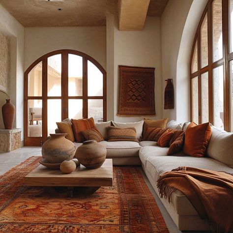 Arizona Inspired Interior Design, Desert Aesthetic Interior Design, Desert Home Interior Design, Sedona Interior Design, Santa Fe Living Room Southwest Style, Artisanal Interior Design, Desert Aesthetic Interior, Spanish Inspired Living Room, Southwest Aesthetic Home