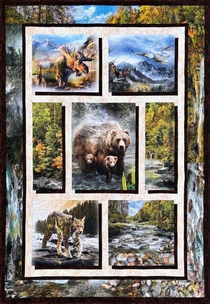 Fall Collage Quilting Fabric Projects, Fall Collage, Wildlife Quilts, Panel Quilt Patterns, Fabric Panel Quilts, Mountain Quilts, Farm Quilt, Hoffman Fabrics, Fabric Kit