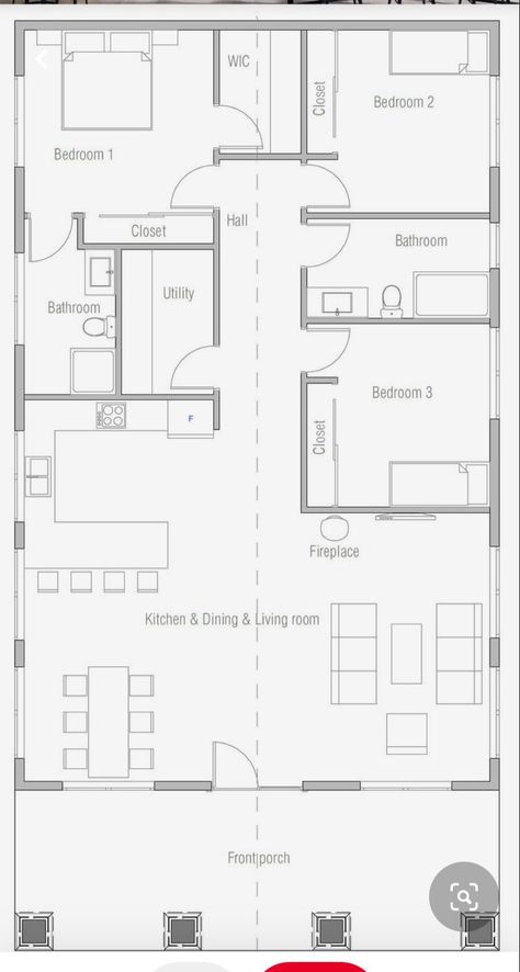 6x20 House Plan, Eco House Design, Two Bedroom Apartment, Three Bedroom House Plan, Bungalow Floor Plans, House Plans 3 Bedroom, Modern Bungalow House, Small House Floor Plans, Building Plans House