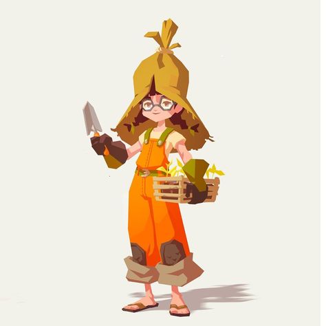 Gardener Design Character, Gardener Concept Art, Hiker Character Design, Gardener Character Design, Farmer Oc, Gardener Style, Gardener Character, Gardener Design, Farmer Character