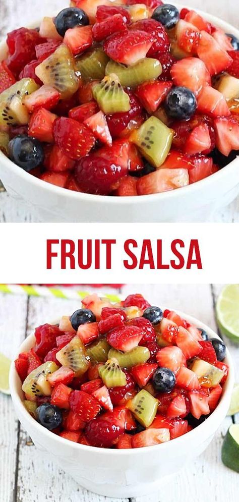 Fruit Salsa With Baked Cinnamon Chips, Fruit Salsa And Cinnamon Chips, Cinnamon Chip Recipes, Sweet Salsa, Fruit Salsa Recipe, Fruits Summer, The Girl Who Ate Everything, Fruit Appetizers, Cinnamon Chips