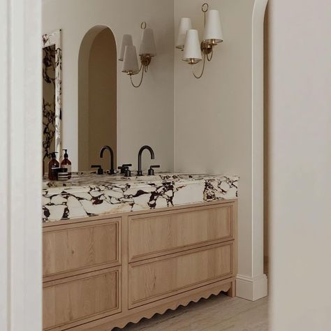 Scalloped Vanity, Keeping Your Mouth Shut, Emirates Hills, Custom Bathroom Vanity, Restroom Design, Traditional Vanity, Timeless Interior, Primary Bathroom, Success In Life