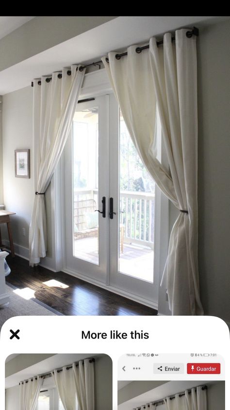 French Door Window Film, Drapes Over French Doors, French Door Curtain Ideas Living Room, Curtains Over French Doors, French Door Window Treatments, Single French Door, Black French Doors, French Door Windows, Door Window Treatments