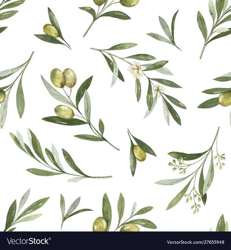 Watercolor seamless pattern olive vector image Olive Branch Wallpaper, Olive Clipart, Branch Wallpaper, Olive Tattoo, Watercolor Vector, Olive Branches, Floral Banners, Watercolor Bouquet, Leaf Drawing