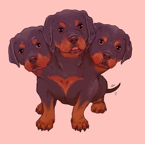 3 Headed Dog Drawing, Puppy Cerberus, Cerberus Puppy, Cerberus Drawing, Cute Cerberus, 3 Headed Dog, Cerberus Art, Scary Monster, Big Scary